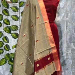 Maheshwari Dual Coin Buti Top & Dupatta Dress Material