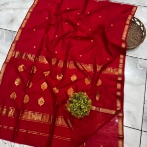 Maheshwari Pan Zari Buti Saree